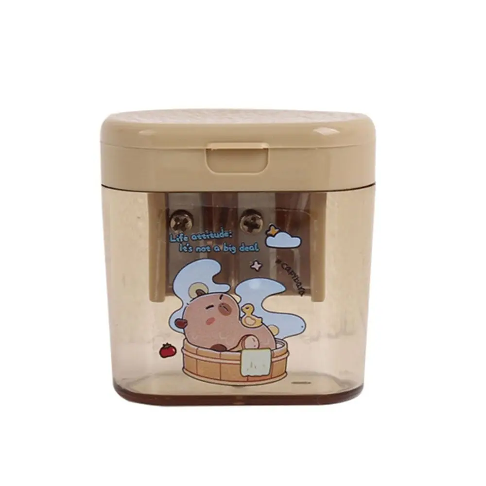 Capybara Pencil Sharpener Student Cute Pencil Sharpener Cartoon Mini Portable Double Hole Pencil Sharpener Sharpening Tools
