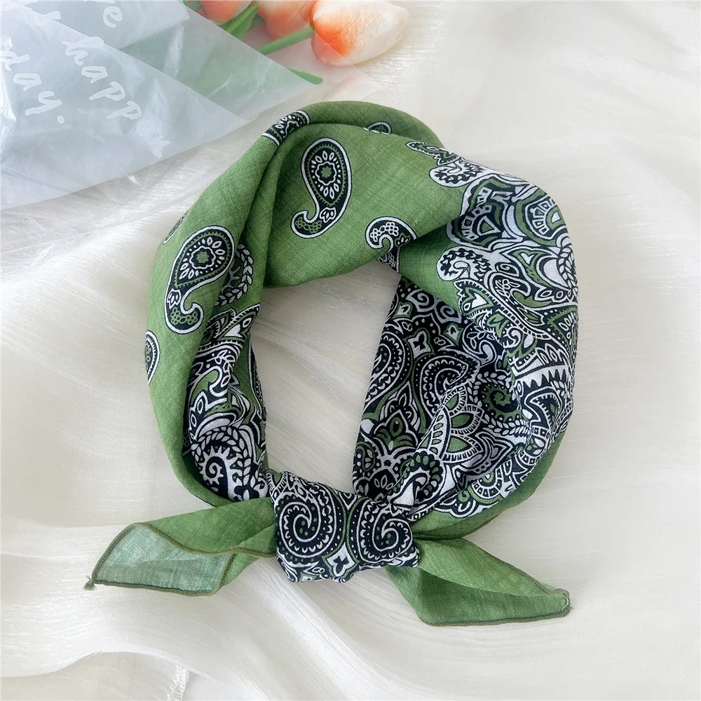 

55x55cm Decorative Flower Neckerchief Thin Sunscreen Floral Handkerchief Floral Print Hair Scarf Small Scarves All Match Shawls