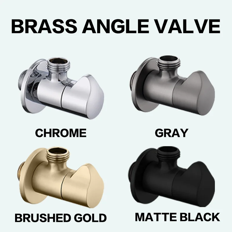 Brass Angle Valve Inlet Chrome Black Brushed  Gold G1/2 Single Double Outlet Water Stop Valve for Bathroom Toilet Kitchen