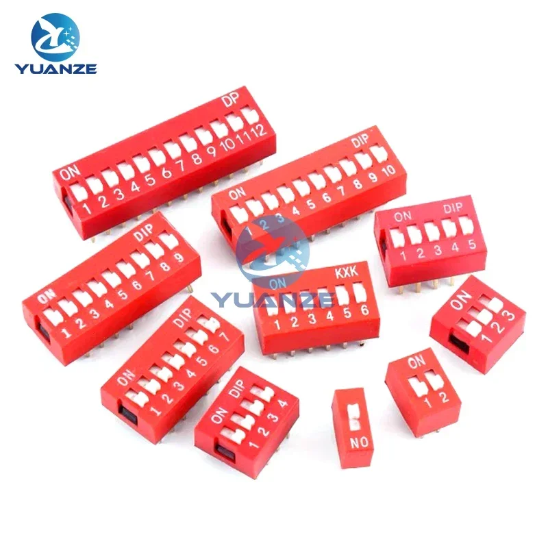 

10 шт. красный 1/2/3/4/5/6/8/10/12 позиционные биты DIP TOGGLE переключатель двери рядный PITCH 2,54 мм ползунковые переключатели