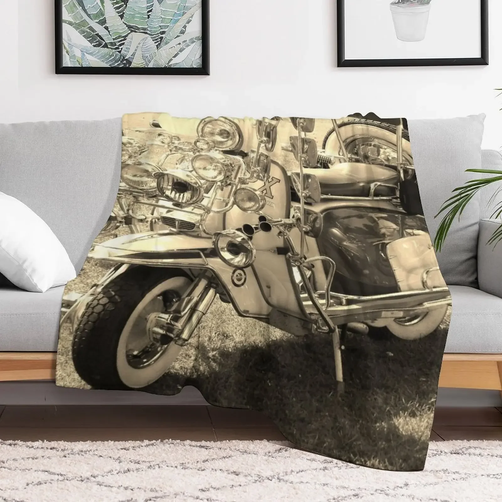 Lambretta Scooter Throw Blanket Stylish Warm Blanket for Living Room Bedroom