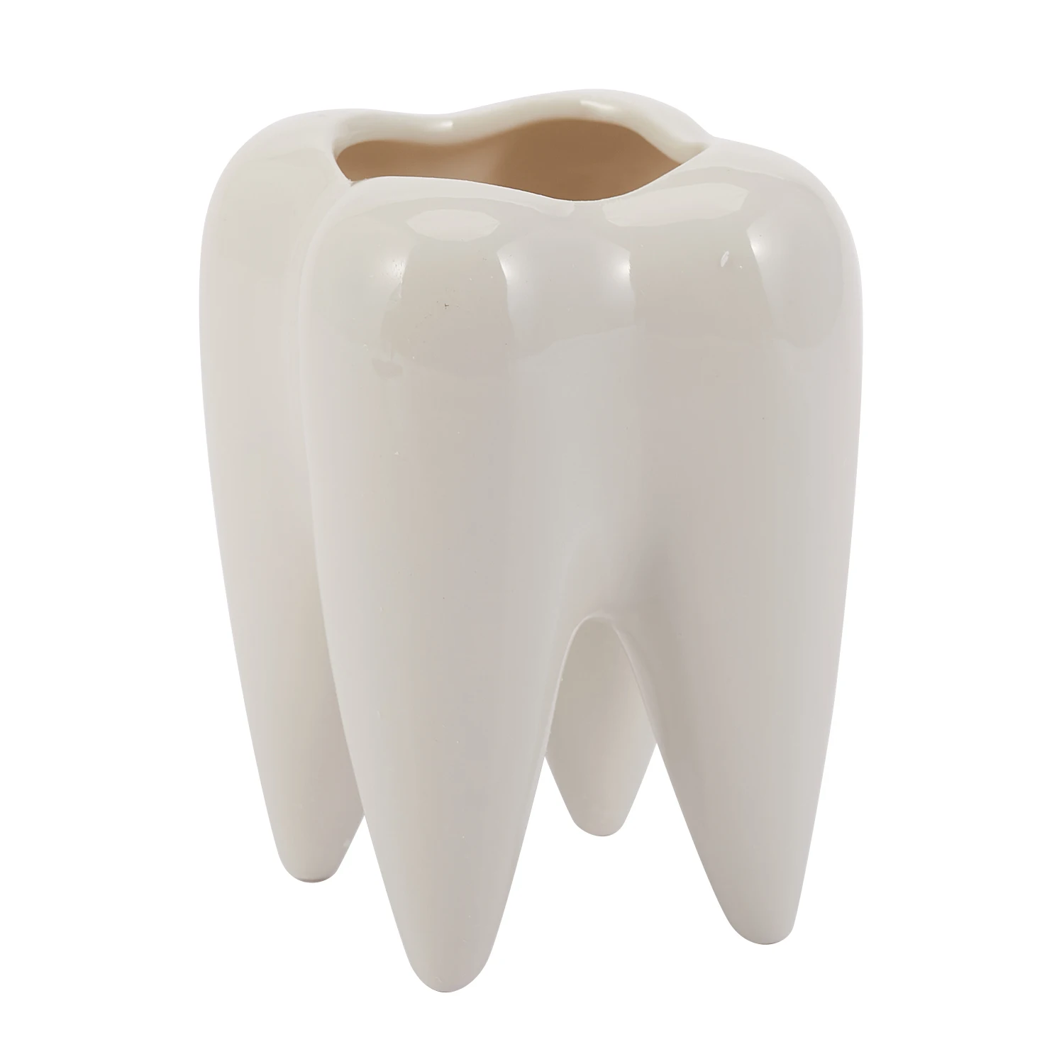 Tooth Shape White Ceramic Flower Pot Modern Design Planter Teeth Model Mini Desktop Pot (without plants)