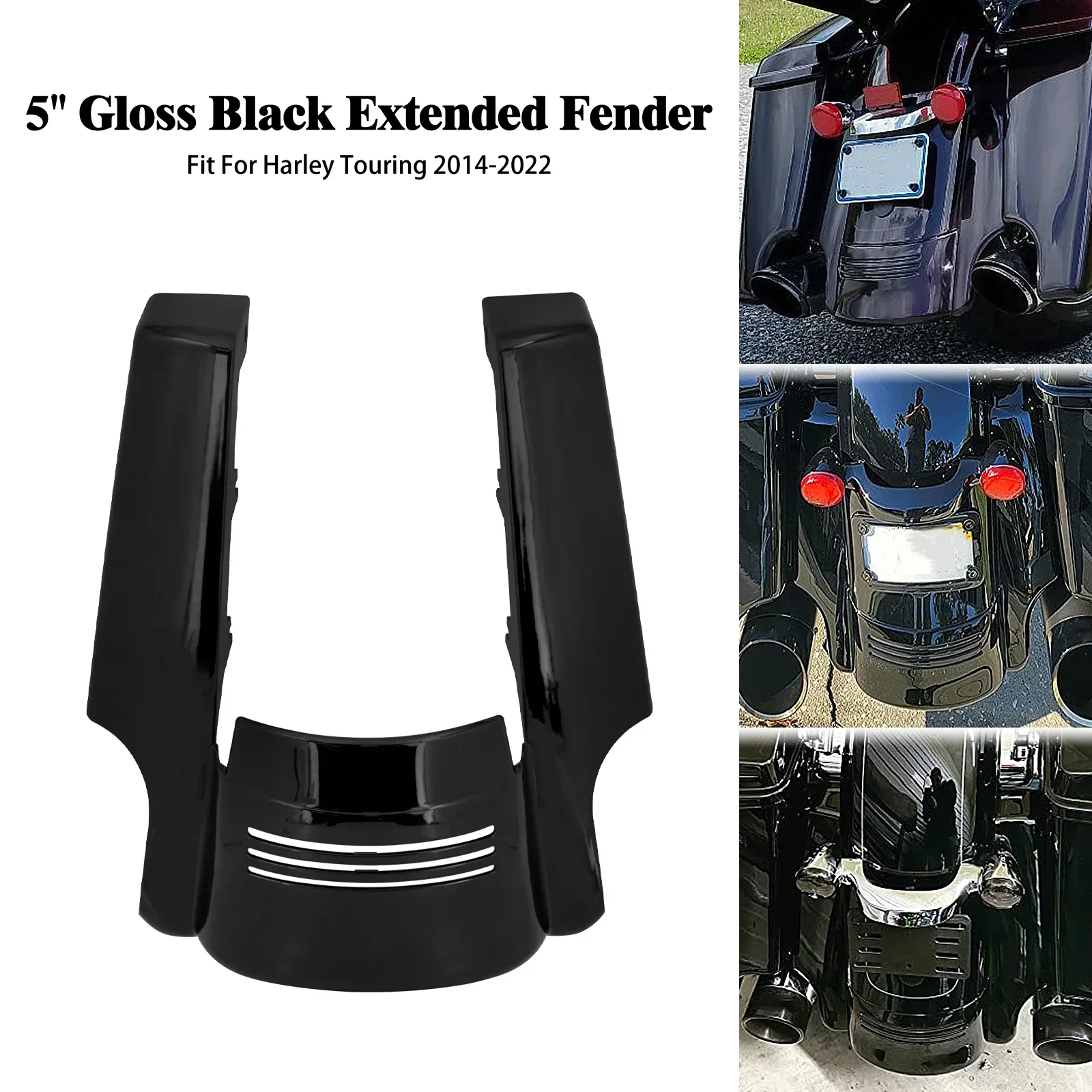 Motocykl czarny błyszczący przedłużenie tylnego błotnika 5 "rozciągnięte dla Harley Touring Electra Street Road Glide FLHR FLHT CVO 2014-2023