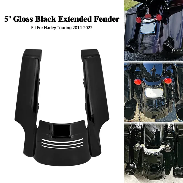 Motocykl czarny błyszczący przedłużenie tylnego błotnika 5 "rozciągnięte dla Harley Touring Electra Street Road Glide FLHR FLHT CVO 2014-2023