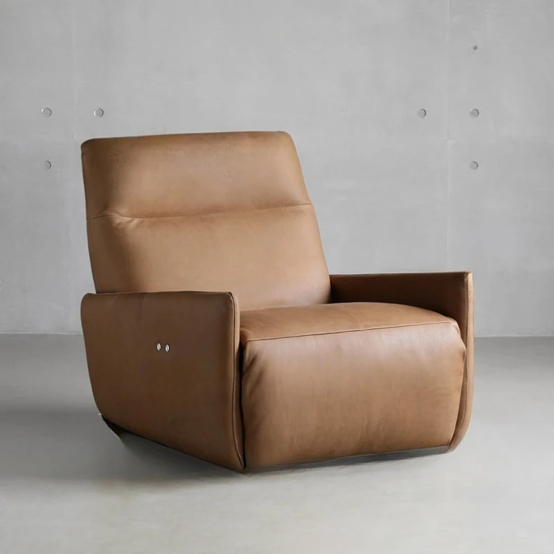 Full leather retro home theater electric function sofa single chair