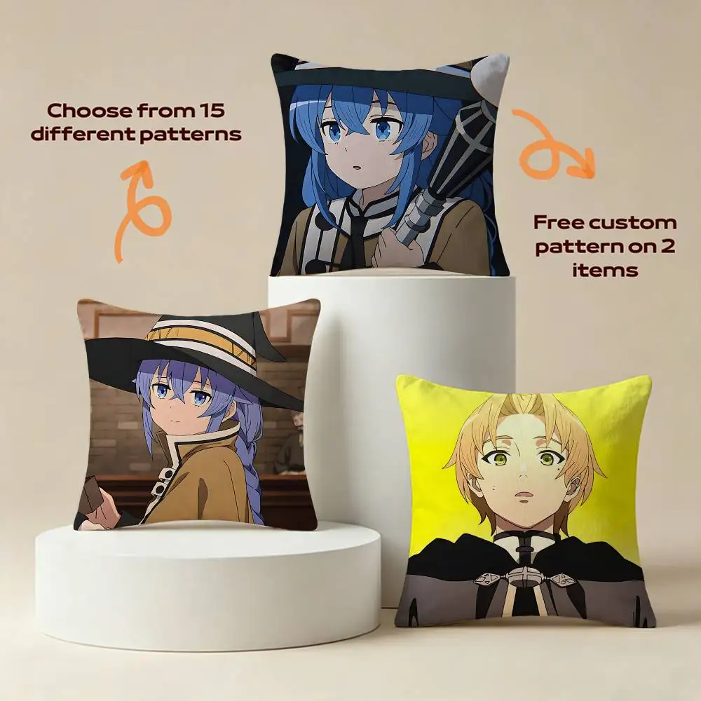 MT Rudy Anime M-Mushoku Tensei-S3 Square Sofa Pillow Cover Solid Color Living Room Home Decor Cushion Case