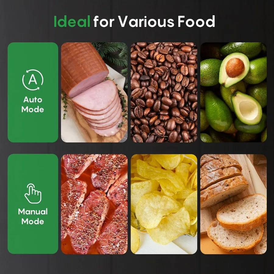 自動袋検知機能付き真空シーラーマシン メイソンジャー真空アクセサリーセット ダブルヒートシール 簡単操作スターターキット