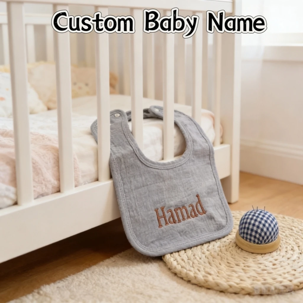 

Полотенце-слюнявчик из чистого хлопка с вышивкой именем ребенка, подарок на рождение ребенка для мальчиков и девочек