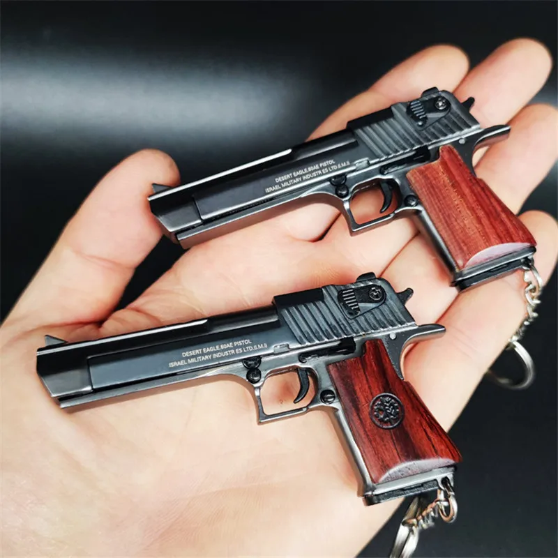 1:3デザートイーグル無垢材ハンドルメタルモデルキーホルダーおもちゃ銃ミニチュア合金