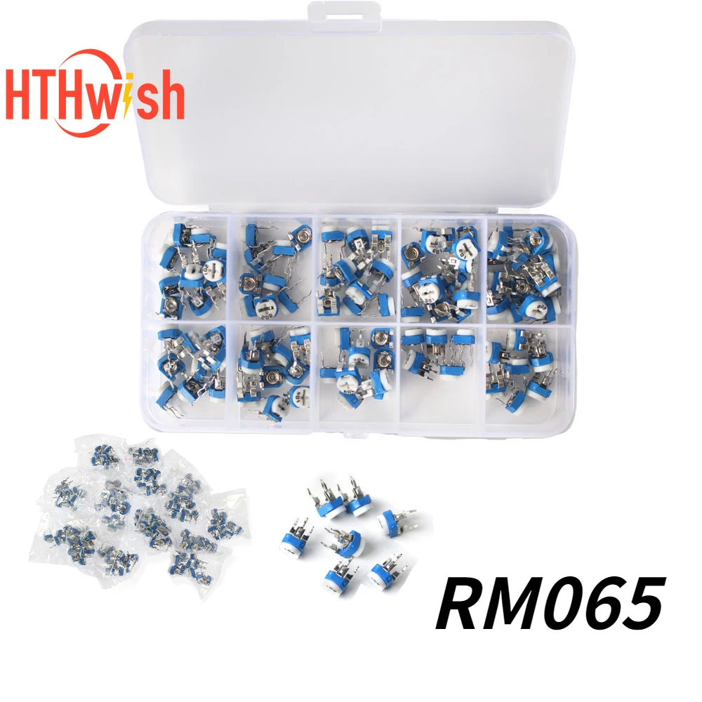 20-160PCS RM065 Potentiometers Kit 100R-2M Ohm Blauw en Wit RM-065 Horizontale Trimpot Trimmer Verstelbare Weerstand