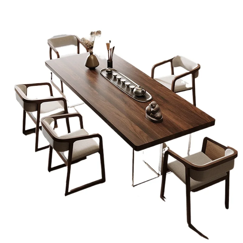 

South American walnut all solid wood chair combination acrylic suspended log simple living room high-end tea table coffee table