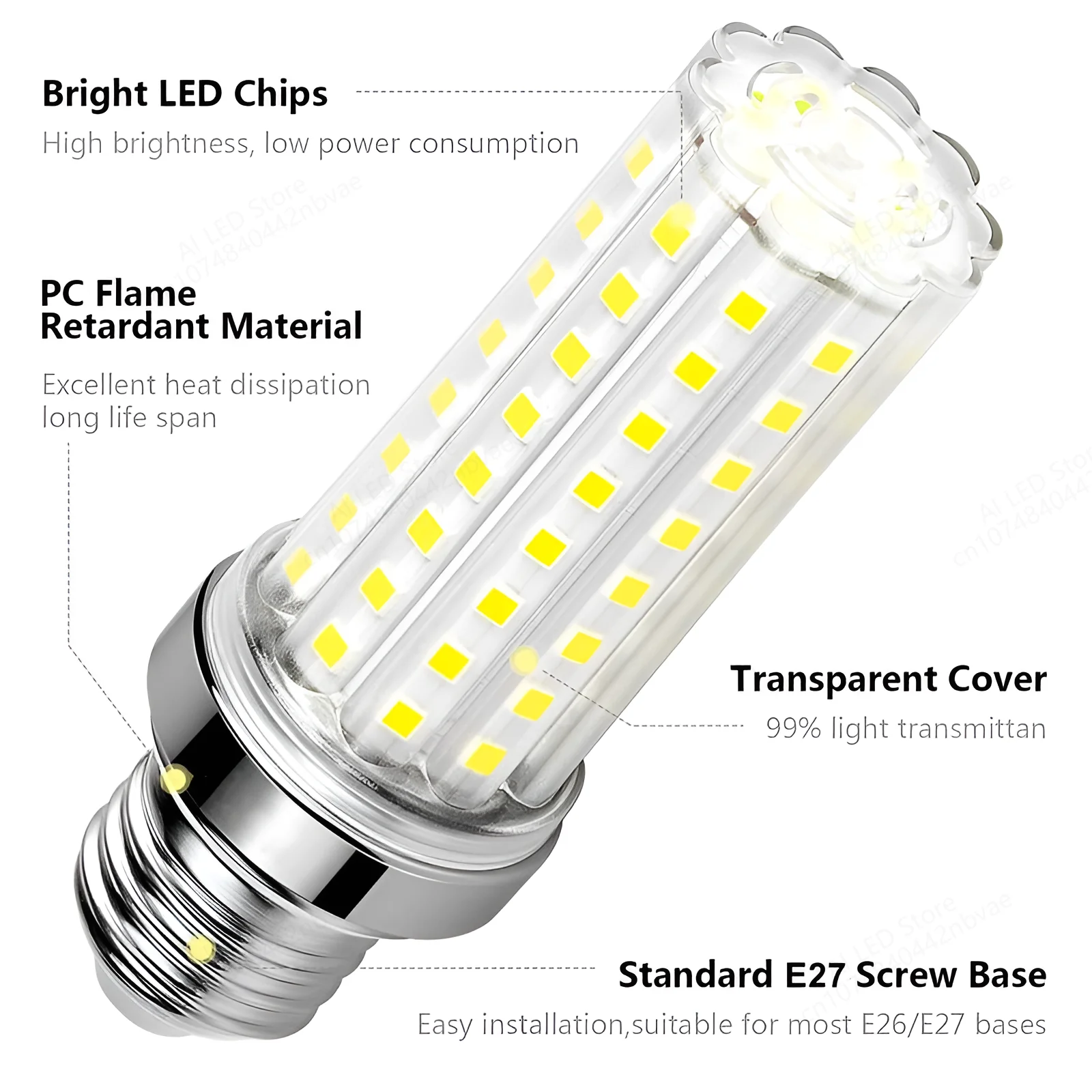 Lâmpada de milho LED de alta potência super, sem iluminação Flicker, lâmpada, E14, E27, B22, 12W, 16W, 20W, 24W, 40W, AC 220V, 110V, 240V