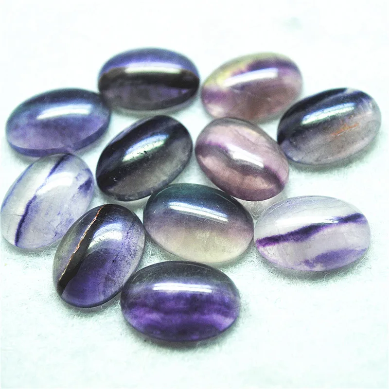 6PCS 13X18MM Natural Fluorite Stone Cabochons Oval Shape Nature Gemstone Bead Cabs DIY Jewelry Findings GOOD Sells