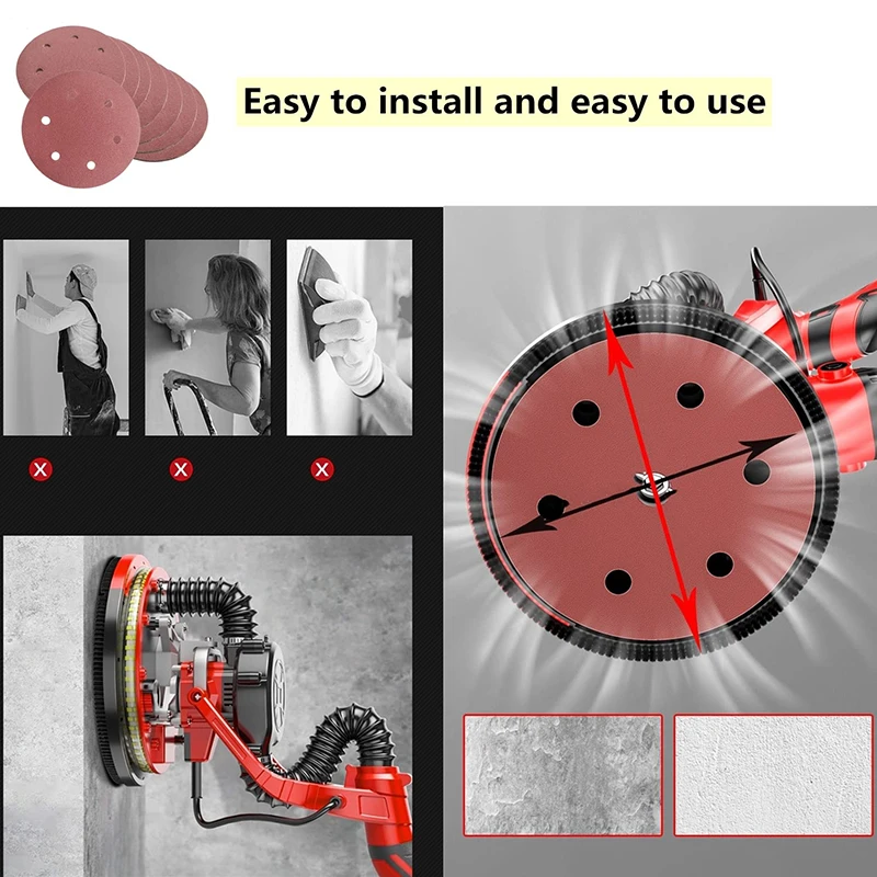 10 Pcs 9inch 6 Hole 225mm Wall Sander Sandpaper Metal Grinding Disc Abrasive Sanding Discs 40-2000 Grit  Rotary Tool Accessories