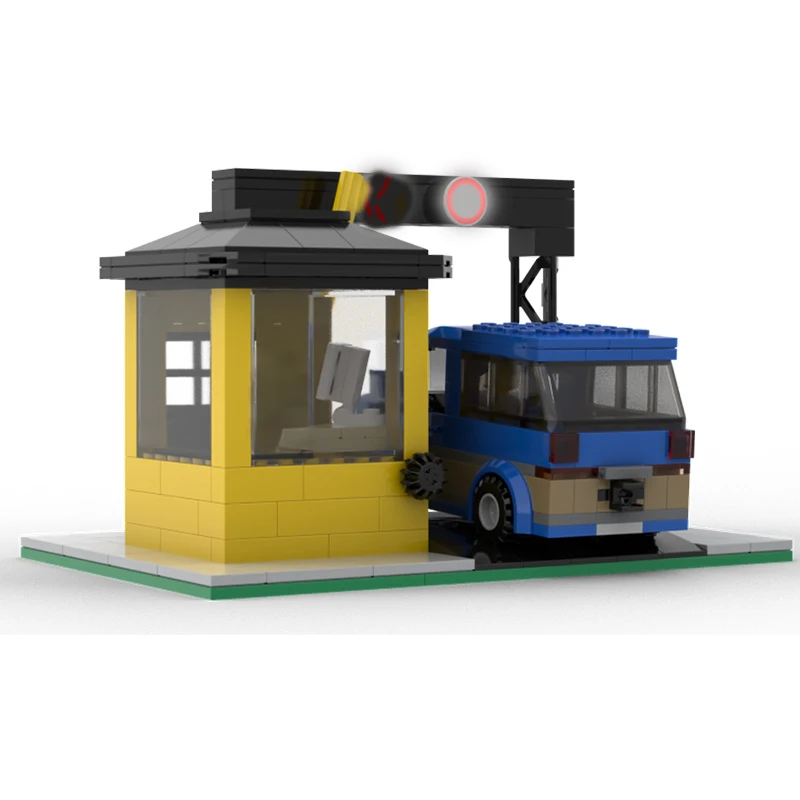 208PCS MOC Stad Verkeers Modulaire Tol Booth Road Gate Building Model DIY Model Bouwstenen Verjaardag Speelgoed Gift