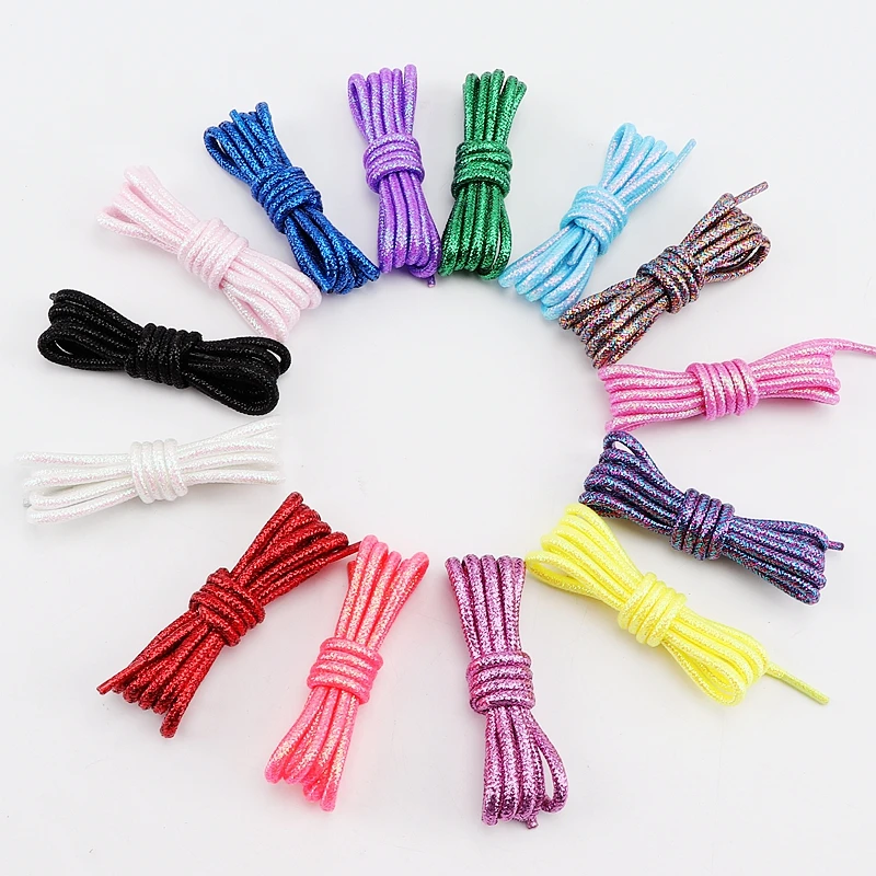 New Colorful Round Shoelaces Fashion Glitter Shoe laces Running Sneakers Laces 100/120/140/160/180CM Boots Shoelace for Shoes