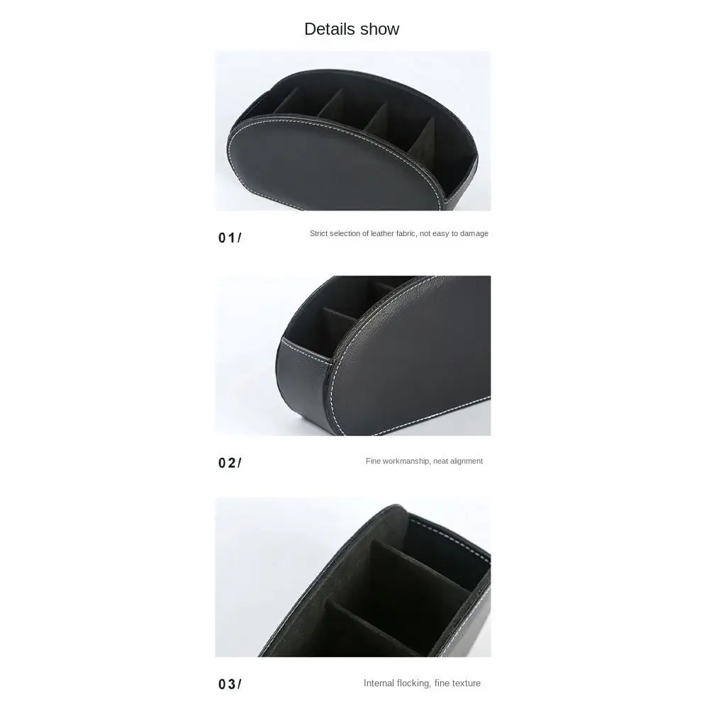 Neat PU Leather Remote Control Storage Box Five Grids Classified Storage Desktop Organizer Pen Holder Remote Control