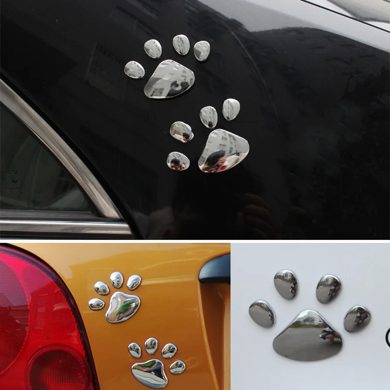 2 3D Printed Stickers for Car Accessories, Cool Car Design Stickers, Animal, Dog, Cat, Bear, Footprint Stickers