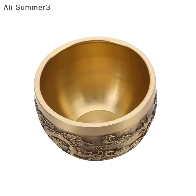Szczęśliwy Feniks Cylinder Ozdobny Tradycyjny Ręcznie Rzeźbiony Mosiężny Kubek do Picia Czysty Mosiądz Mosiężna Miska Feng Shui Ozdoba Przynosząca Szczęście