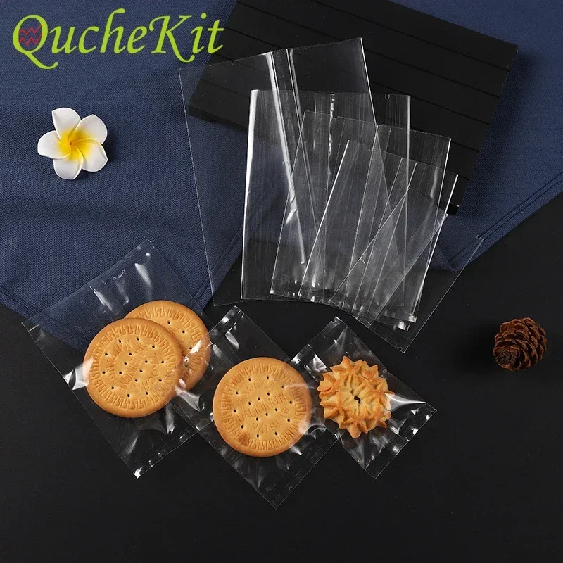 100Pcs Thicker Transparent Cookie Candy Hot Seal Bags DIY Baking Biscuit Chocolate Cake Gift Bag Baby Shower Wedding Decoration