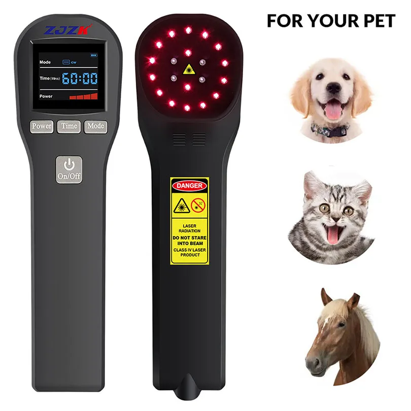 

Horse Cat Cold Laser Vet Therapy Device for Pain Relief Anti-inflammation Tissue Repair Wound Healing 4x808nm+16x650nm 880mW