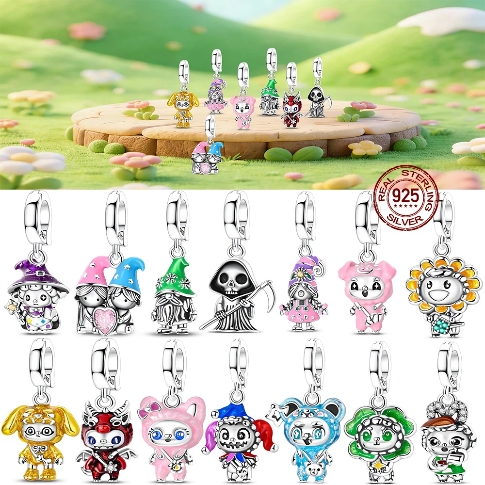 

925 Sterling Silver Charms Cute Lovely Toy Universal Buckle Fit Original Bracelet DIY For Women Fine Jewelry