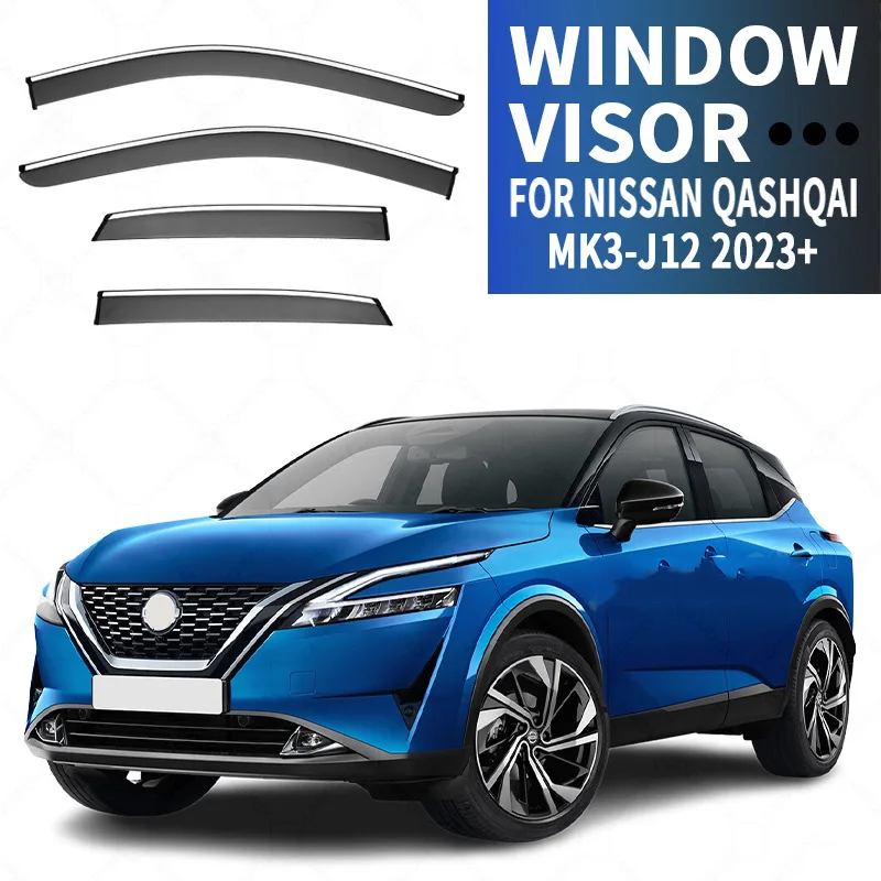 Deflectors for Nissan Qashqai J12 2024 2023 2024 Accessories Car Side Windows Visors Rain Eyebrow Sun Visor Awning Trim