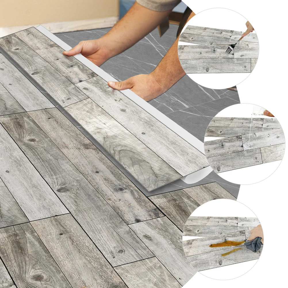 5 قطعة ملصق أرضية من الخشب الحبوب قابل للتقشير واللصق PVC ألواح أرضية ذاتية اللصق لديكور المنزل وغرفة النوم وغرفة المعيشة سهلة القطع