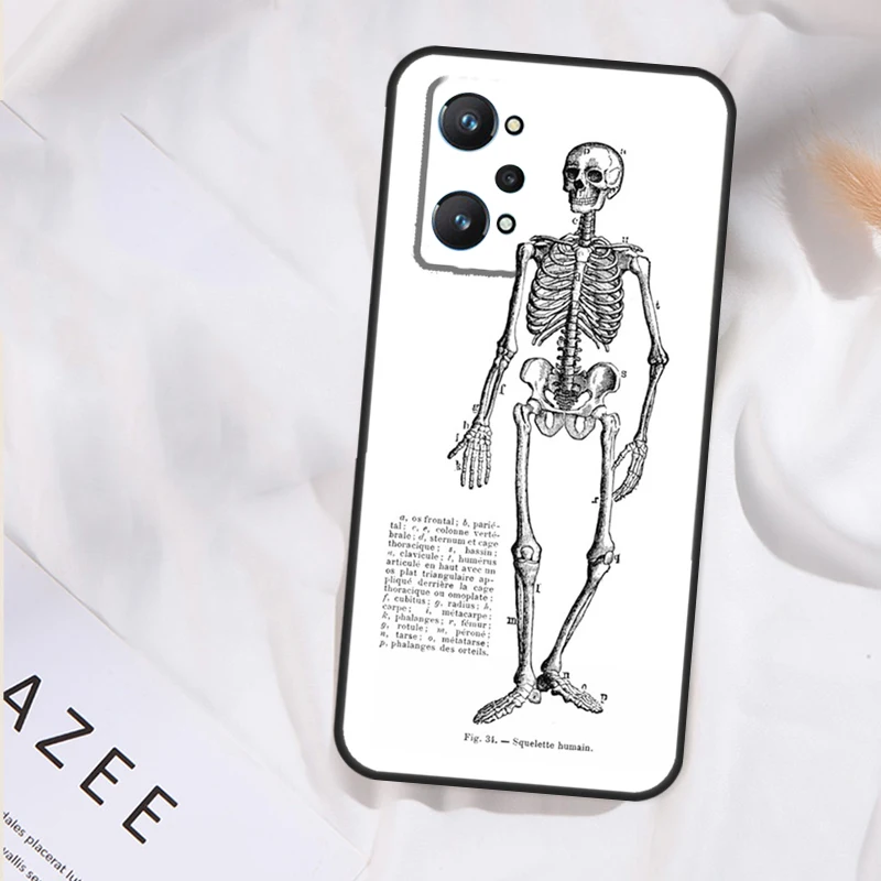 حافظة فنية هيكل عظمي لهاتف Realme 14 13 12 11 15 Pro Plus GT6 GT7 Pro C55 C51 C35 C33 C61 C65 C67 C63 C71 C75