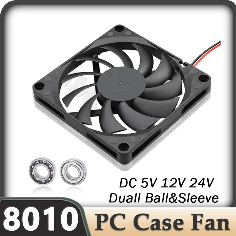 

Gdstime 8010 12V Cooling Fan 80mm USB DC 5V 24V Dual Ball CPU Cooler 80x80x10mm Computer PC Case Fan 3PIN Brushless Laptop Fan