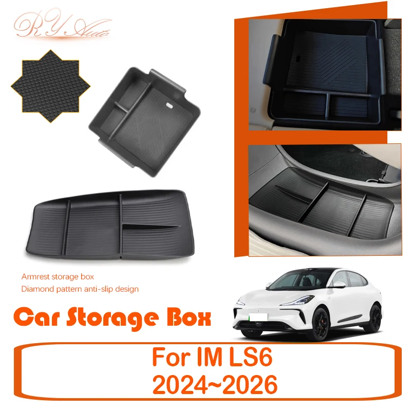 

Car Storage Box For IM LS6 MG IM6 2024 2025 2026 Armrest Center Console Boxes Water Cup Cover Wireless Charging Pads Accessories