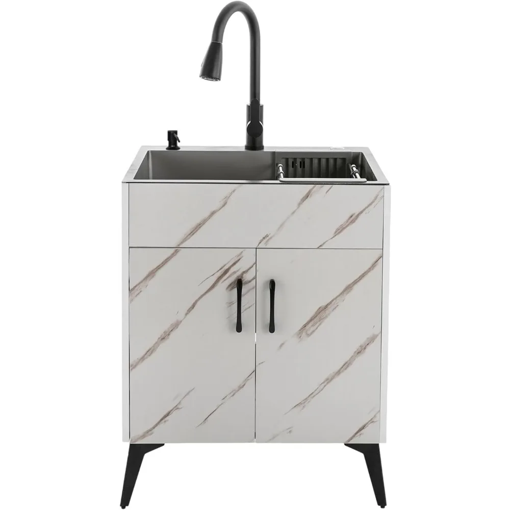 

Kitchen Sink Cabinet, Laundry Sink With Cabinet, Stainless Steel Utility Sink And Cabinet Combo, Free Standing Bathroom Sinks