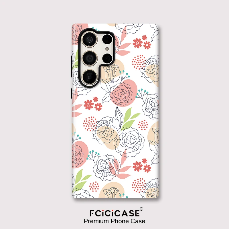 Fcicicase Protetcive Phone Case For Samsung Galaxy S25 Plus S26 Edge A26 A36 S24+ S23 Ultra A56 Flower Pattern Acrylic Fundas