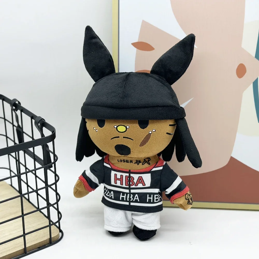 Hello Kitty Playboi Carti with Black Rabbit Hat Cartoon Plush Doll Figure Stuffed Toys Cute Animation Boys Girls Christmas Gift