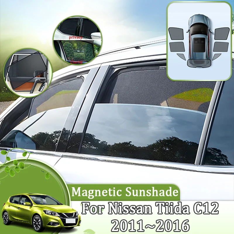 

Magnetic Mesh Car Sunshades For Nissan Tiida C12 2011~2016 Sun Protection Heat Insulation Side Window Privacy Shades Accessories