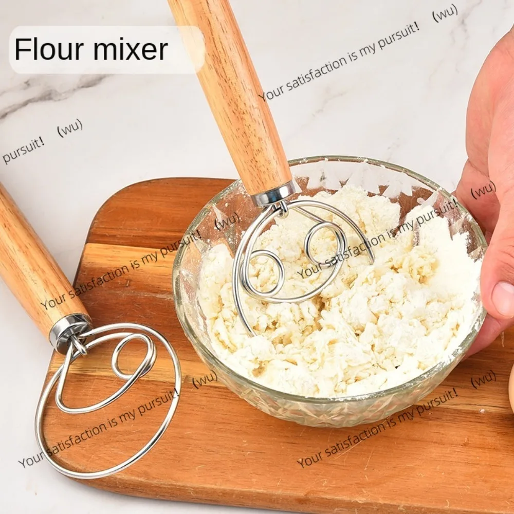 1-Pack Danish Dough Beater with Plastic Handle, Dutch Style Bread Beater for Kitchen Dough Cooking Stainless Steel
