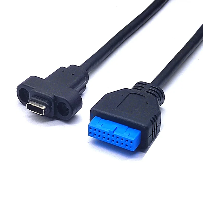 Conectores USB3.0 20/19Pin para Tipo-C Porta Única USB 3.1 Tipo C USB-C Fêmea para USB 3.0 Motherboard 19pin Cable Cable 30cm/50cm