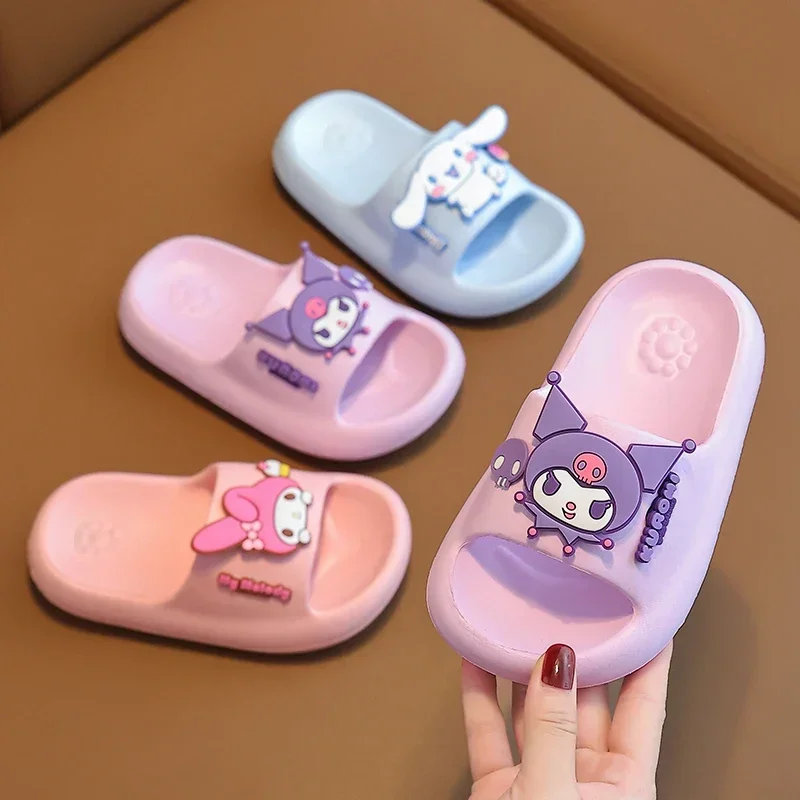 Sanrio Kuromi Cute Summer Kids Sandals Soft Slippers Indoor Outdoor Quick-Drying Cartoon Anime Sole Anti-Slip Girls Boys Gift