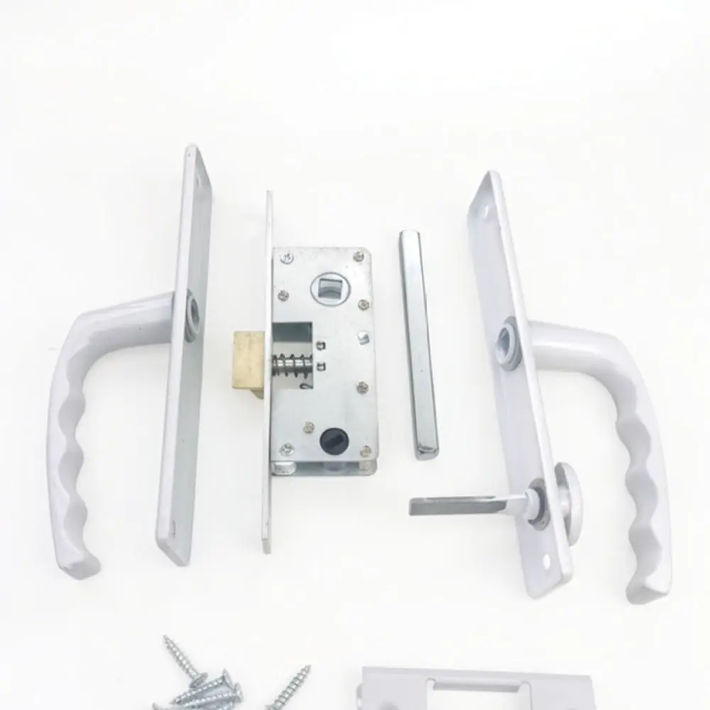 Universal Swing Door Handle Lock White Finish Galvanized Carbon Steel Construction Simple Interior Room Latch Tool
