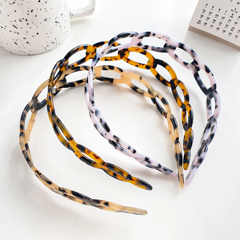 

New Retro Tortoiseshell Hair Band Headwear Simple Women's Hollow With Teeth High-Grade Acetic Acid Headband Hair Accessories