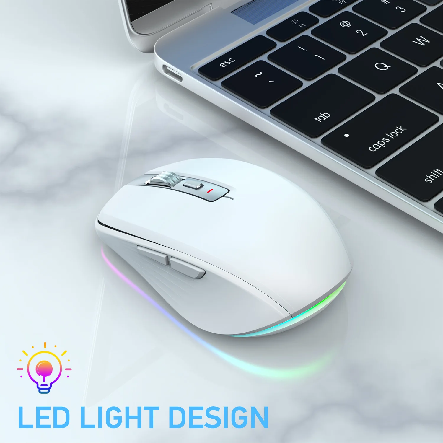 M303 Dual Mode Rechargeable Wireless Mouse, Silent, ABS Material, 500mAh Battery, RGB Backlight, Suitable for Office and Gaming