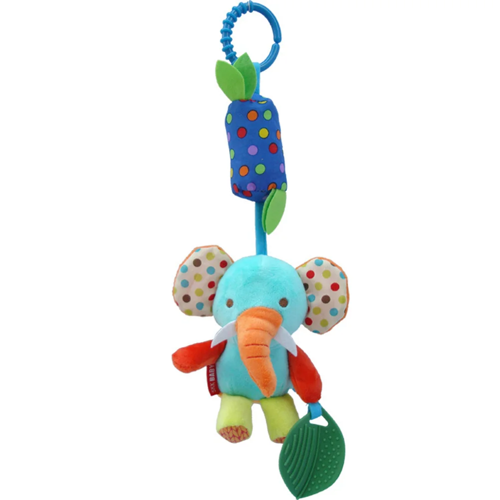 เด็กแขวนของเล่นช้างหุ่น Rattles Wind Bells Crib Cot Pram Spiral Teether Soft Plush Body หลายพื้นผิวพัฒนา