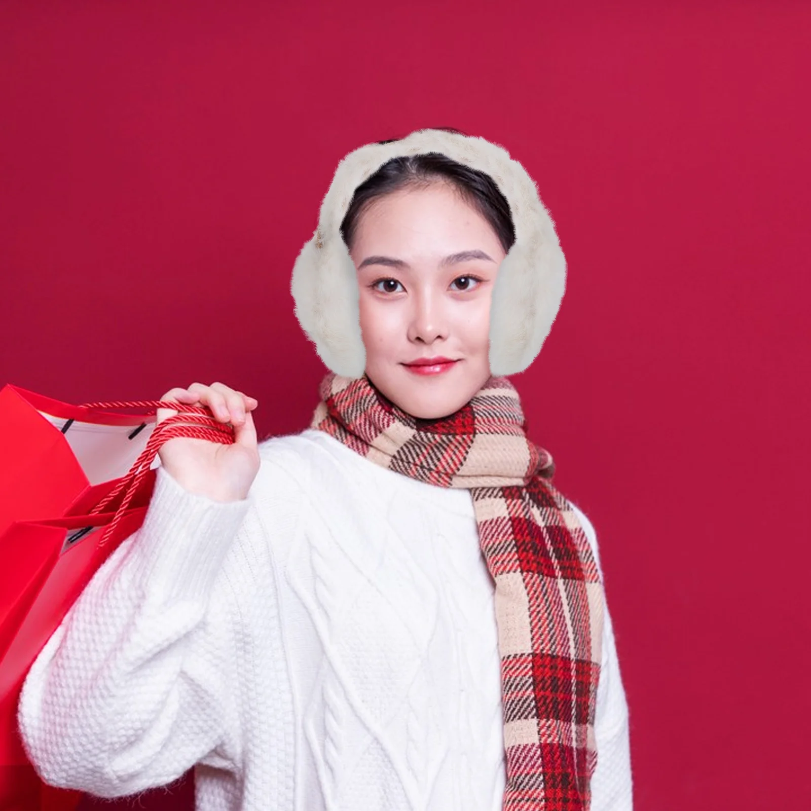 Verdickte Wärmemuffen für Winterfrauen, weiche Kunst-Gehörschützer, Frostbite-Prävention, Outdoor, Radfahren, Wandern, faltbar