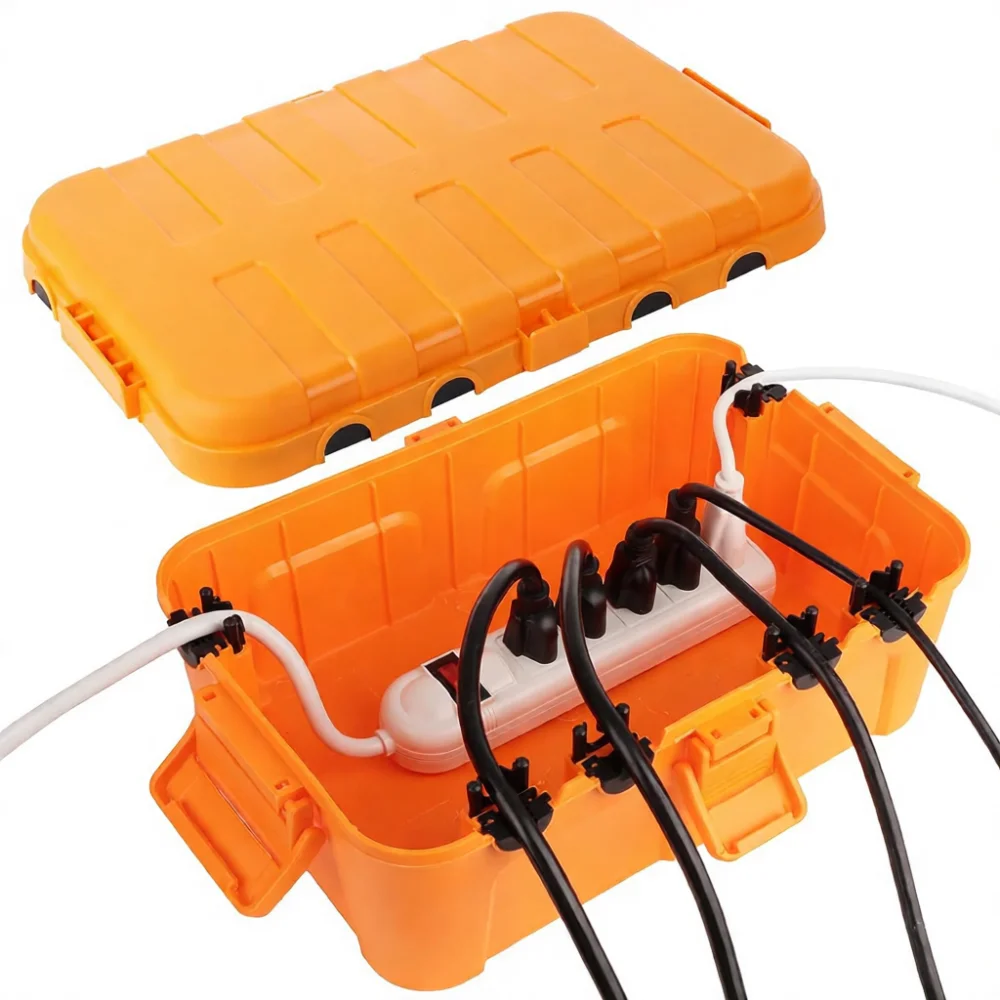 Large Black Square Junction Box Weatherproof Electrical Enclosure Outdoor Cable Protection Case Industrial Wiring Connection Box