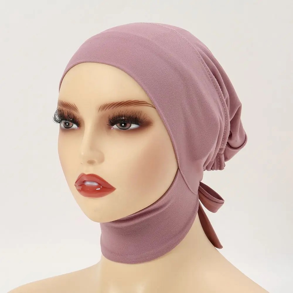 Inner Cap Hijab For Women Solid Underscarf Hijab Undercap Scarf Turban Hat Islamic Muslim Hijabs Ready To Wear Headcover