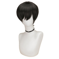 SuQ Short Hair Cosplay Wigs Male Women Party  Black High Temperature Fiber Synthetic Hair Wigs