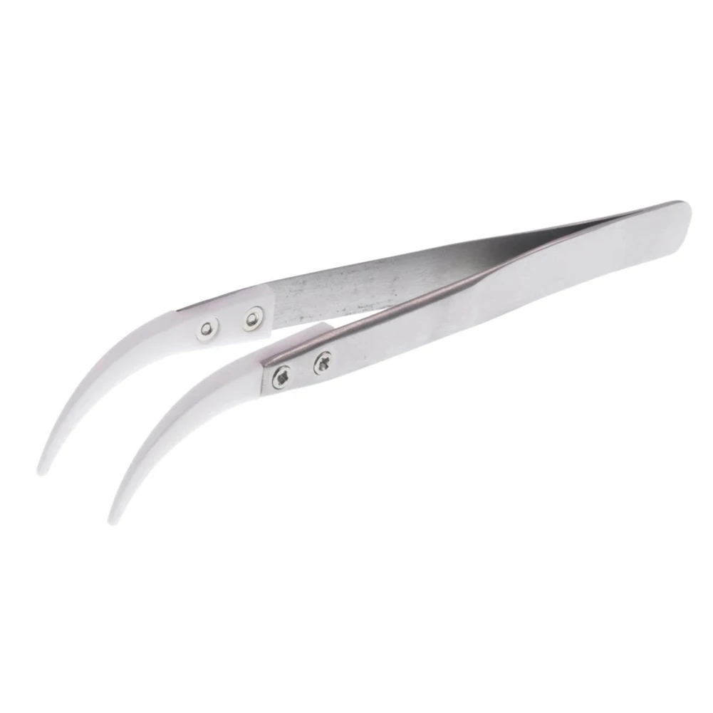 1pc Stainless Steel Ceramic Tweezer Heat Resistant Antimagnetic Tweezers Little Curved Big Curved Straight Tweezer Hand Tool