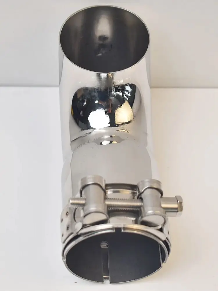 1PC Silencieux d'échappement universel brillant en acier inoxydable avec raccord coudé, accessoire automobile