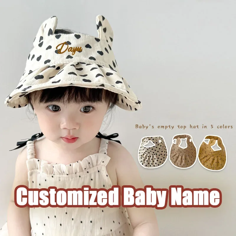 Personalized Summer Baby Sun Hats Cotton Dots Pattern Kids Boys Girls Sunscreen Visor Caps Children Empty Top Hat Big Brim Hat