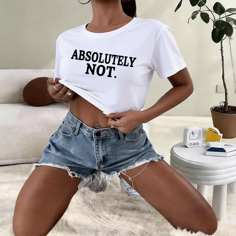 Camisetas Cortas Sexys con Estampado 'Absolutely Not' para Mujer, Camiseta Gráfica Y2K Vintage, Ropa Gótica para Chicas